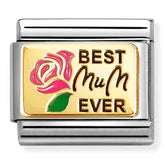 Nomination Composable Classic Link 030289/14 Best Mum Ever in 18K Gold & Enamel
